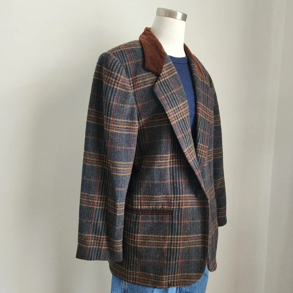 Vintage Plaid Blazer Size: 14P - Picture 9 of 16